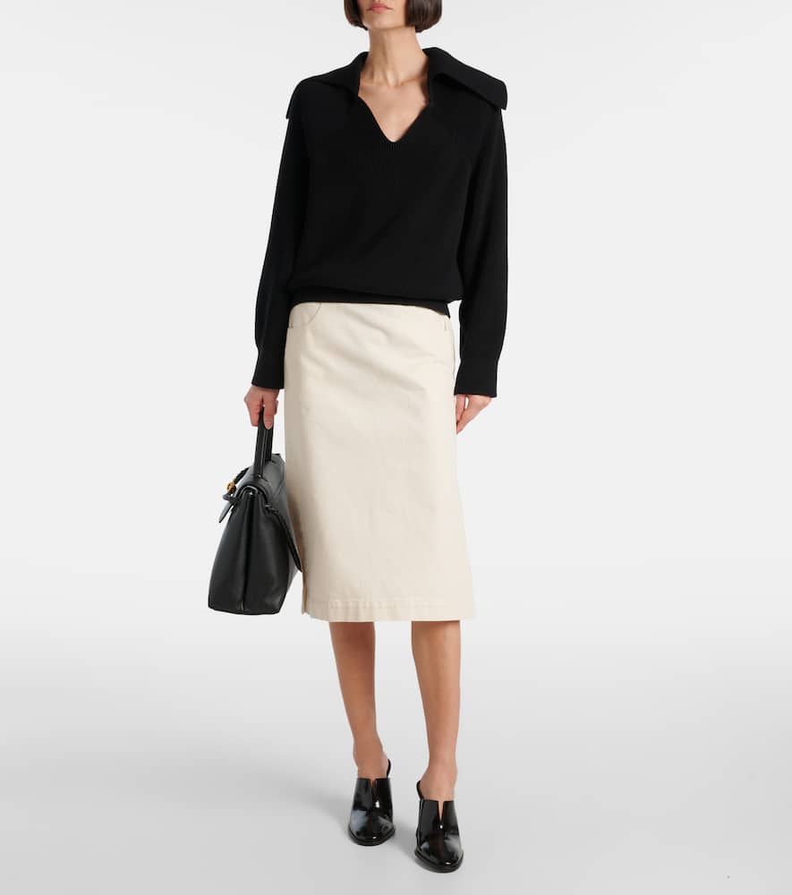 Bottega Veneta Denim Midi Skirt In Pale Meringue