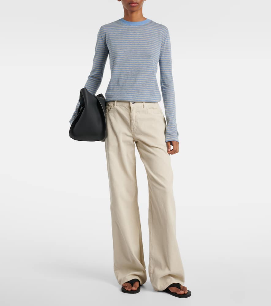 The Row Juhi Striped Cotton And Cashmere Sweater In Blue