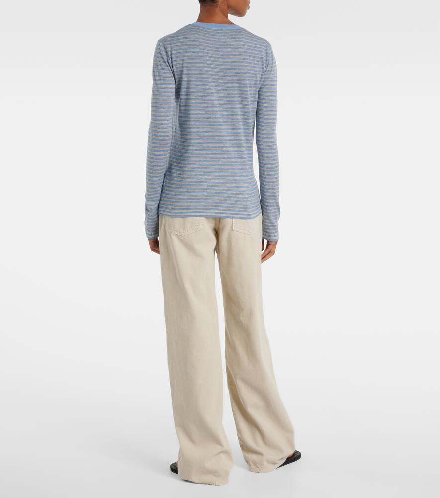 The Row Juhi Striped Cotton And Cashmere Sweater In Blue