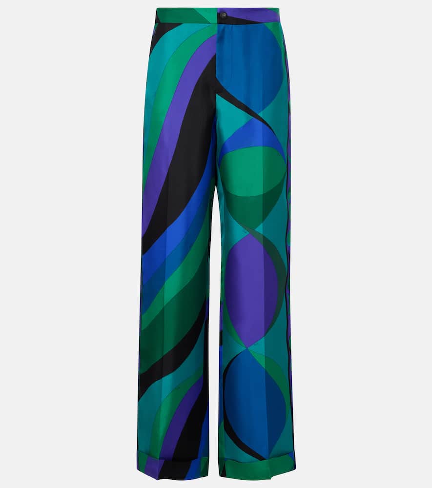 Printed silk wide-leg pants