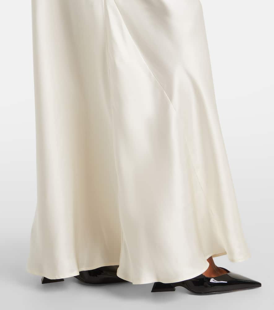 Attico Gathered Halterneck Satin Gown In Neutral