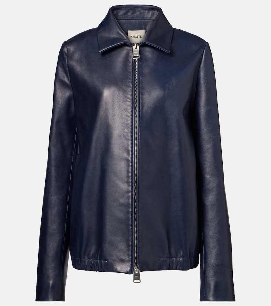 Khaite Womens Dark Navy Jackson Leather Jacket In Blue