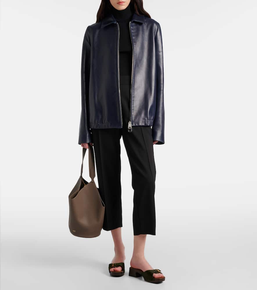 Khaite Womens Dark Navy Jackson Leather Jacket In Blue