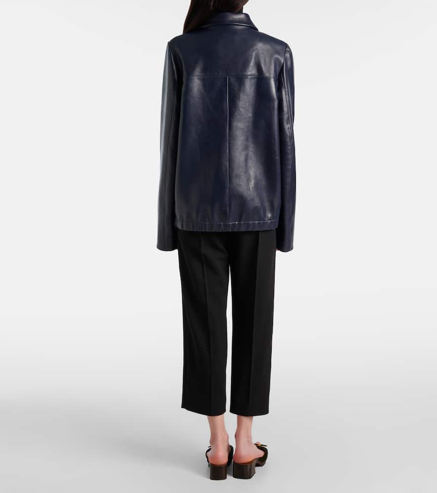 Khaite Womens Dark Navy Jackson Leather Jacket In Blue