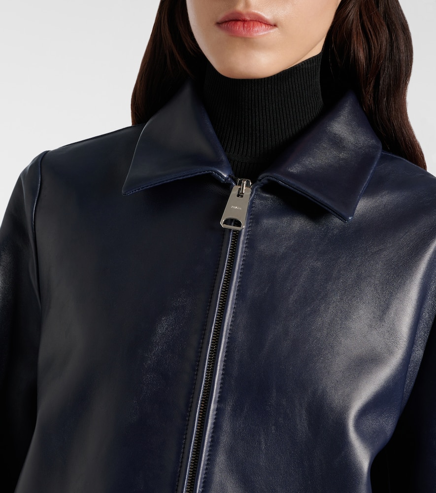 Khaite Womens Dark Navy Jackson Leather Jacket In Blue