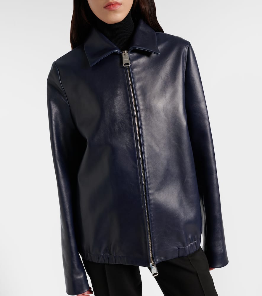 Khaite Womens Dark Navy Jackson Leather Jacket In Blue