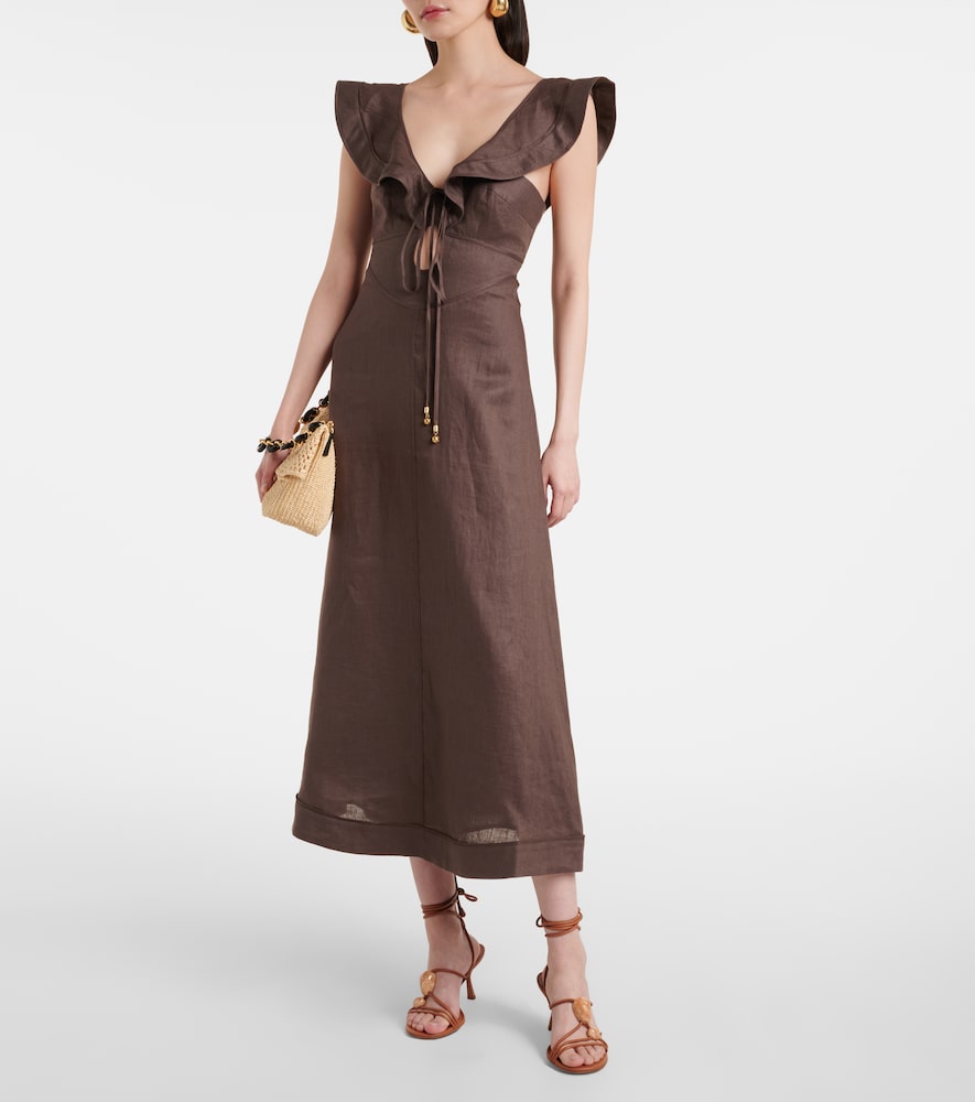 Zimmermann Rhiannon ruffled linen midi dress