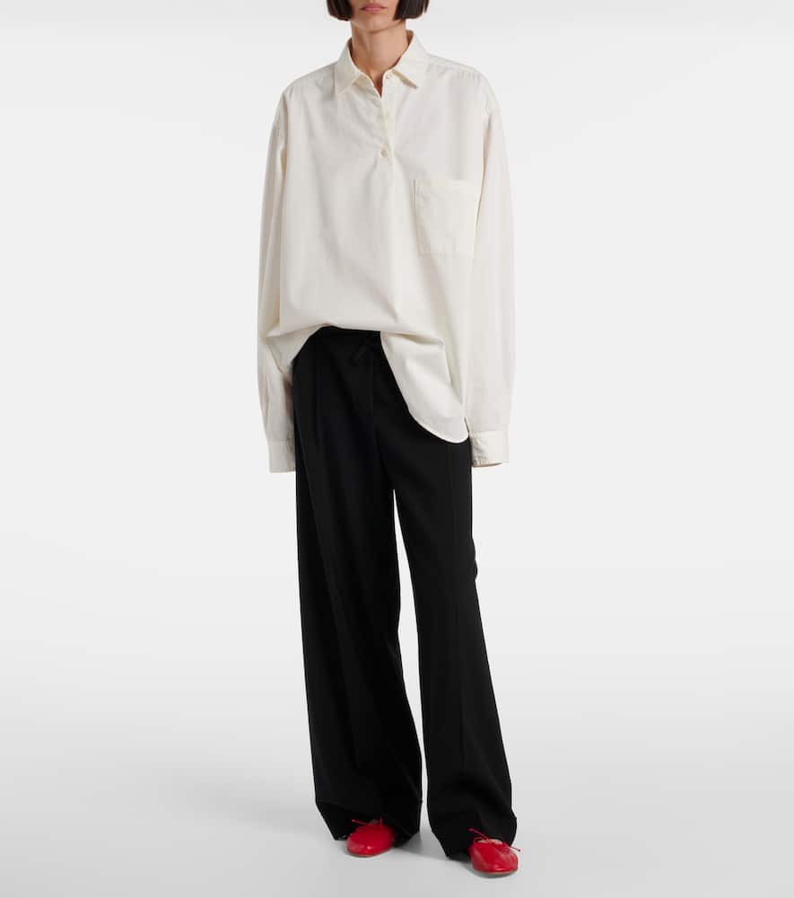 The Row Nappa Leather Round Ballet Flats In Red