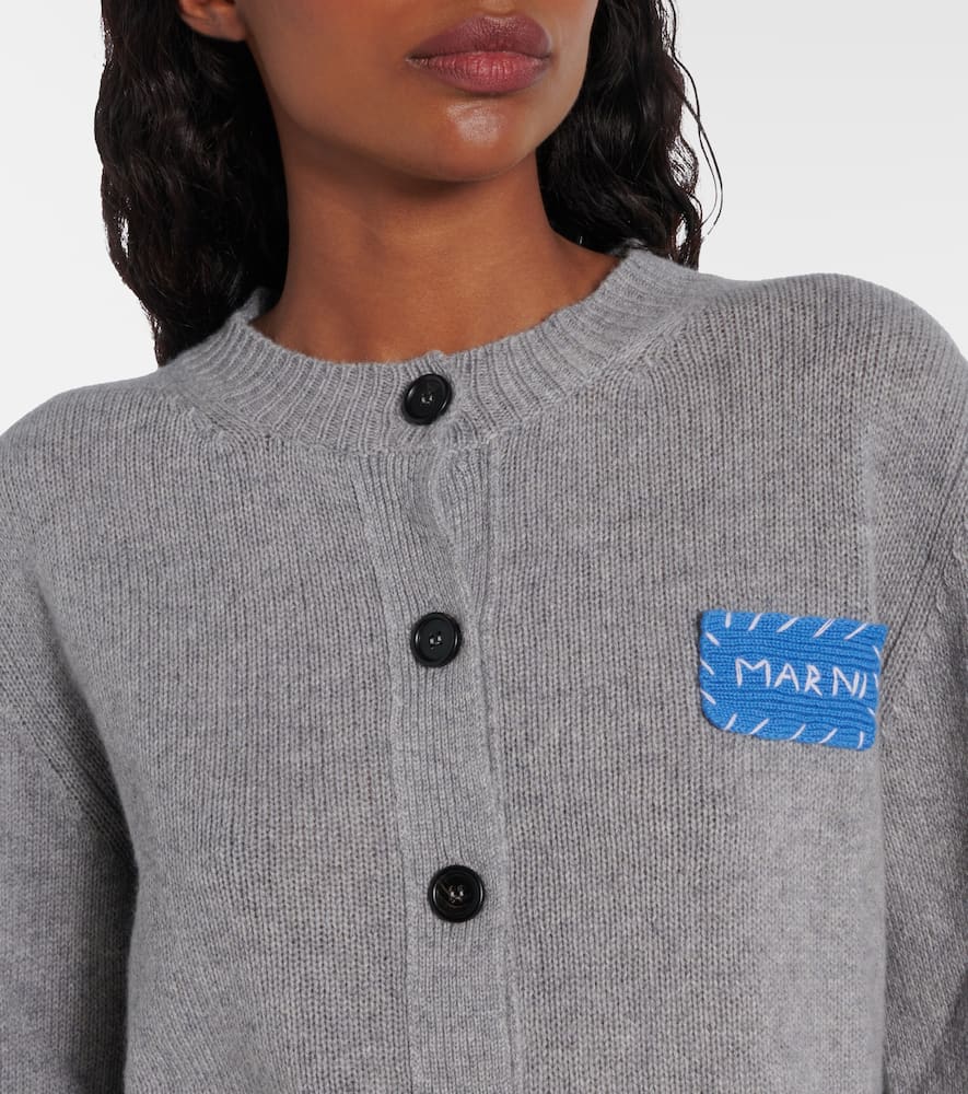 Marni Cashmere Cardigan With Patch In Gray