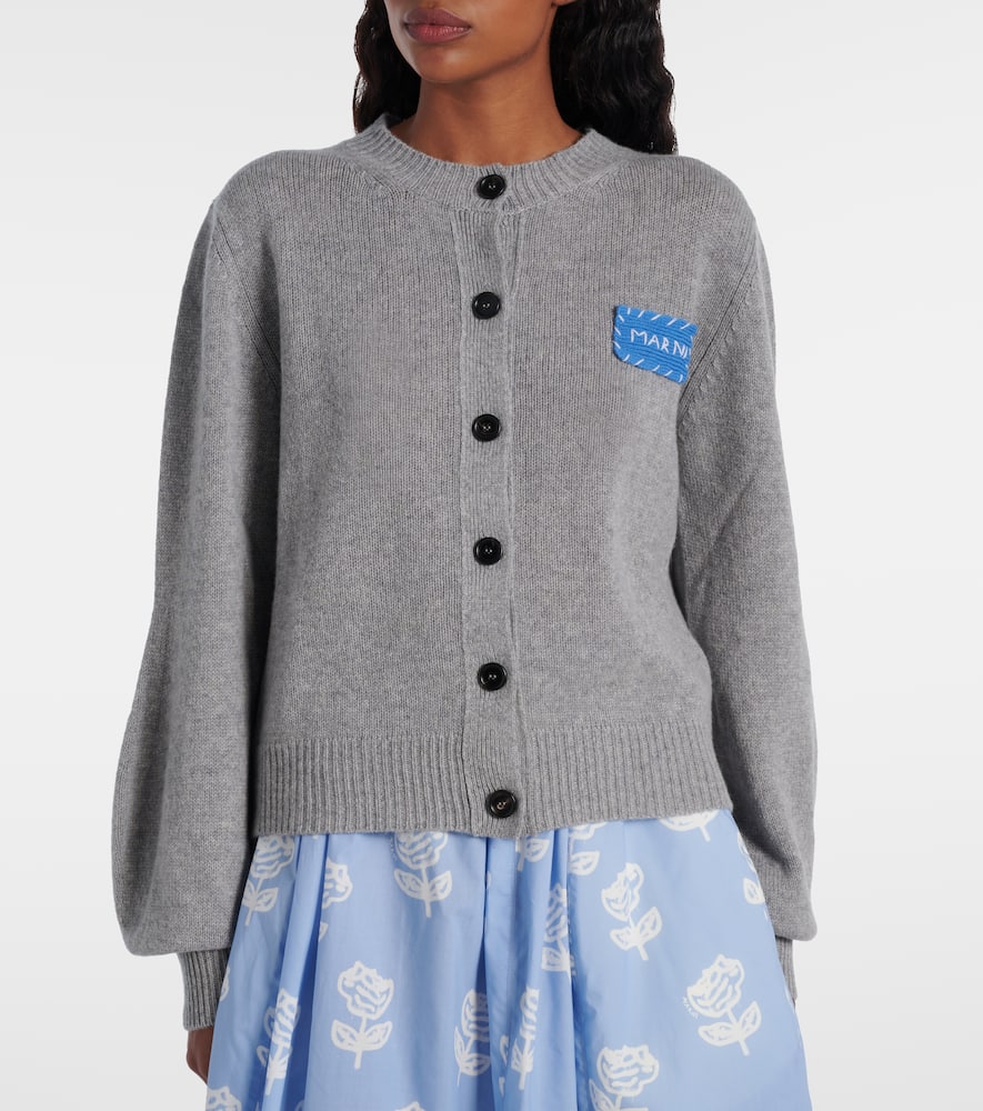 Marni Cashmere Cardigan With Patch In Gray