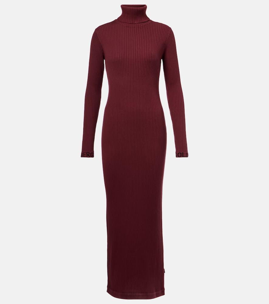 Goldbergh Mireille Ribbed-knit Turtleneck Midi Dress In Orange