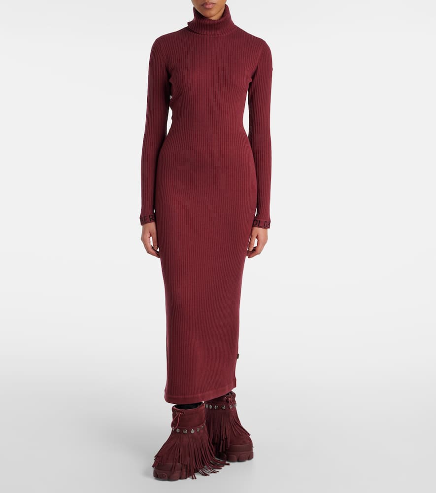 Goldbergh Mireille Ribbed-knit Turtleneck Midi Dress In Orange