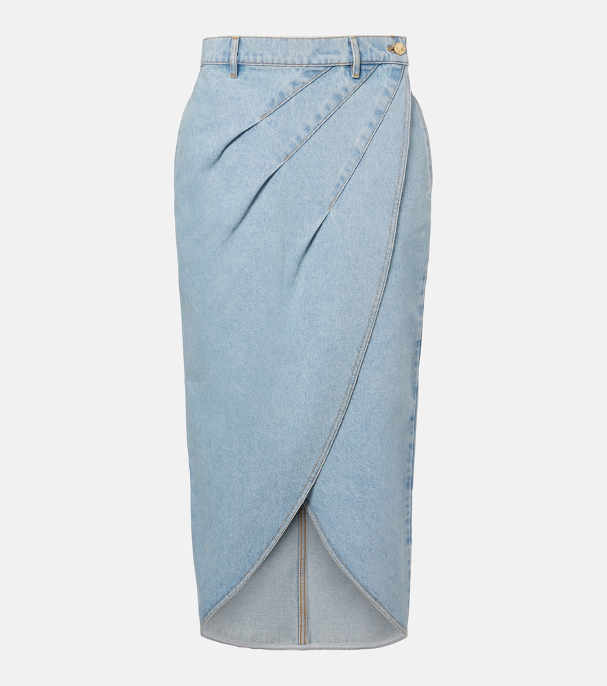 Nina Ricci Draped denim midi skirt