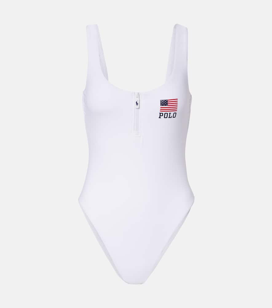 Zipper Scoop Tank logo swimsuit