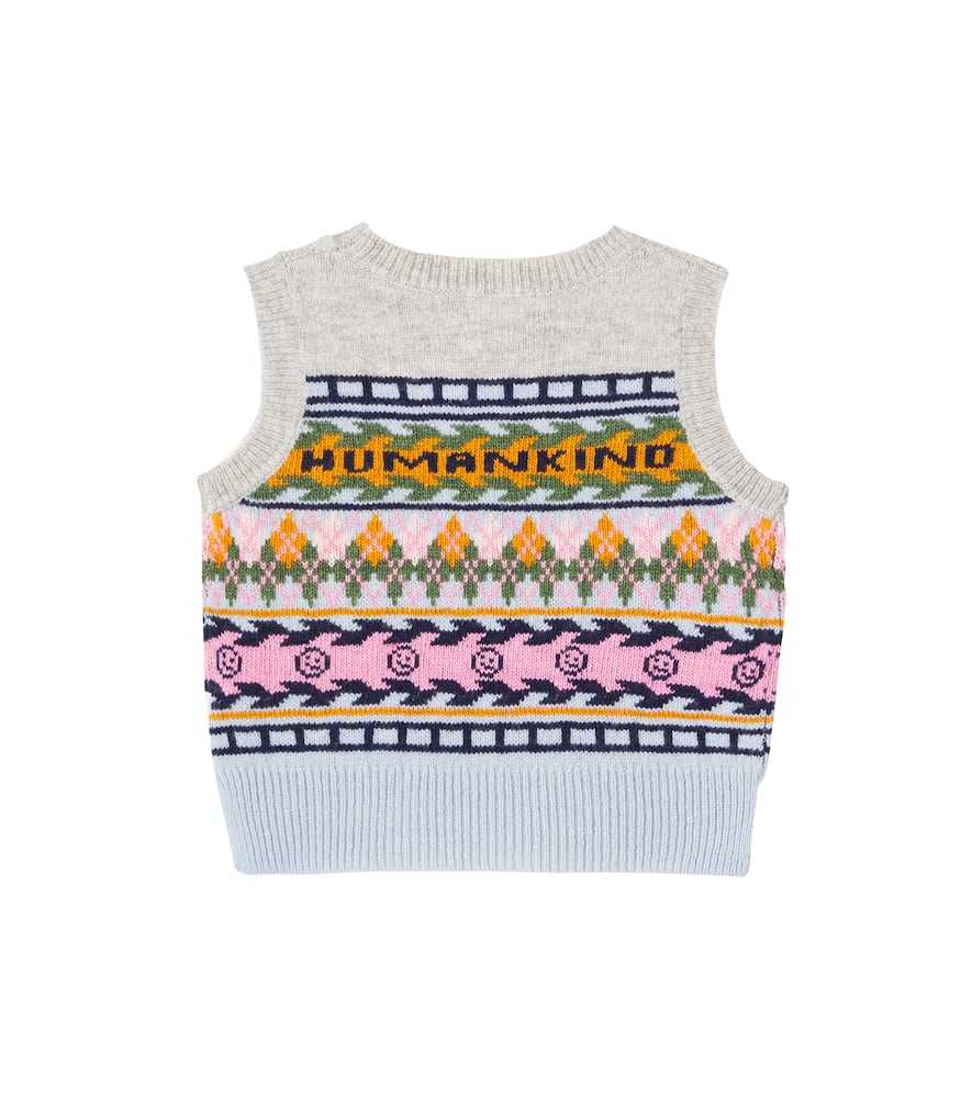 Molo Grace Argyle Wool Sweater Vest In Blue