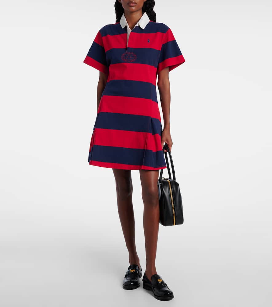 Polo Ralph Lauren Short Sleeve Stripe Cotton Rugby Dress In Multi