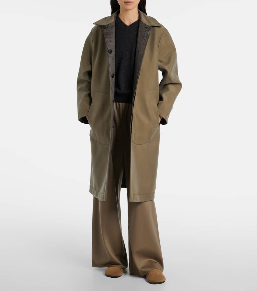 The Row Palomar Reversible Wool And Silk Coat In Black