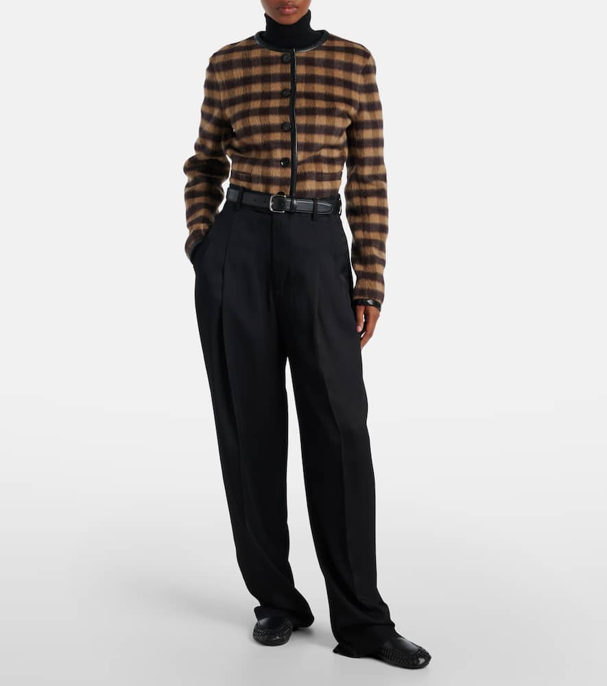 Proenza Schouler Helene Leather-trimmed Checked Brushed Woven Jacket In Multi