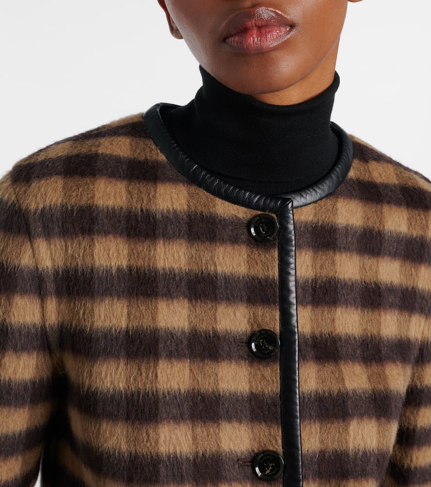 Proenza Schouler Helene Leather-trimmed Checked Brushed Woven Jacket In Multi