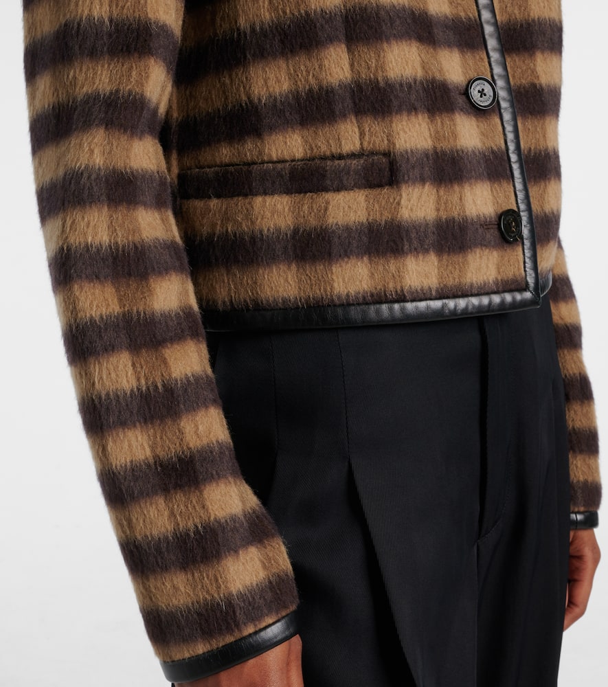 Proenza Schouler Helene Leather-trimmed Checked Brushed Woven Jacket In Multi