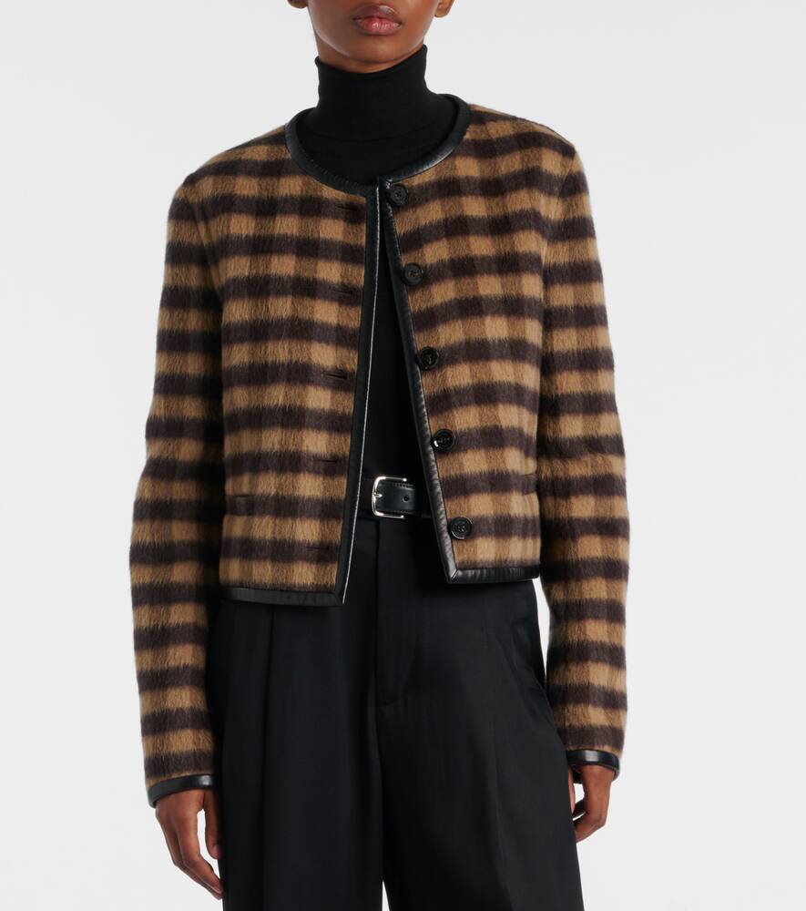 Proenza Schouler Helene Leather-trimmed Checked Brushed Woven Jacket In Multi
