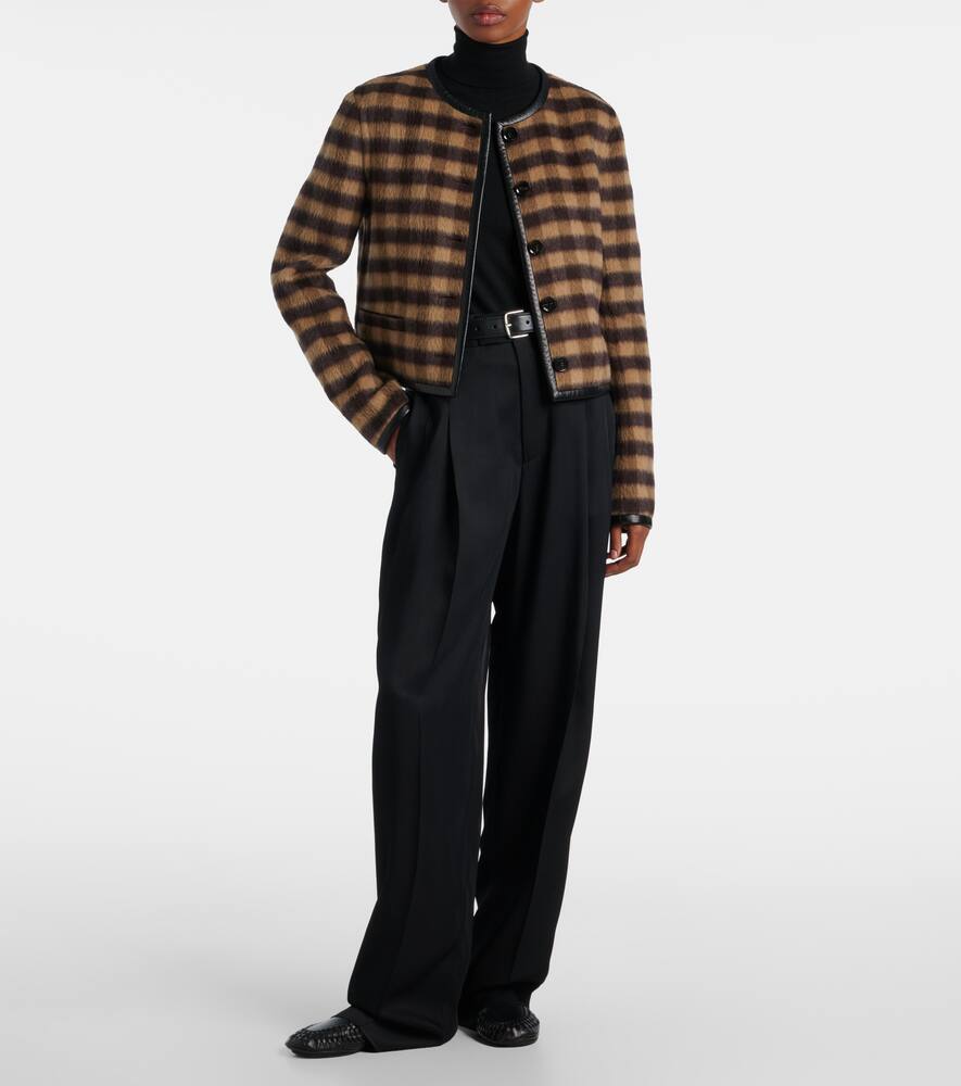 Proenza Schouler Helene Leather-trimmed Checked Brushed Woven Jacket In Multi