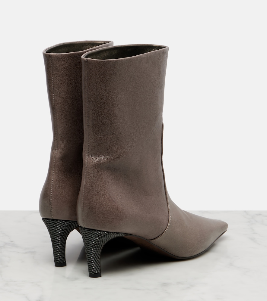  Brunello Cucinelli Brunello Cucinelli Monili Leather Ankle Boots 