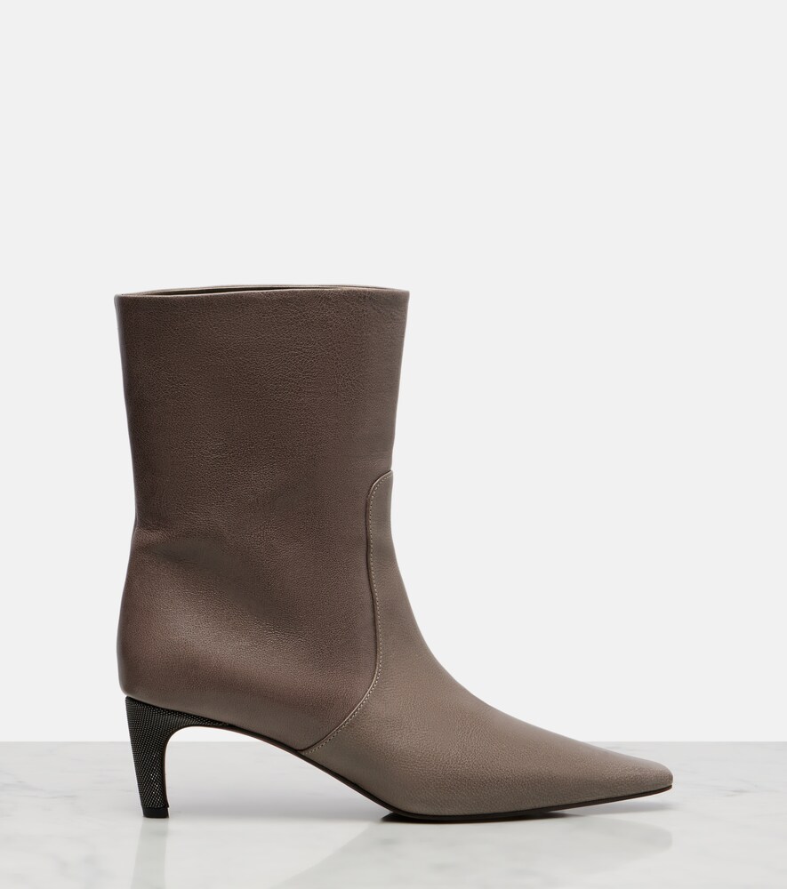  Brunello Cucinelli Brunello Cucinelli Monili Leather Ankle Boots 