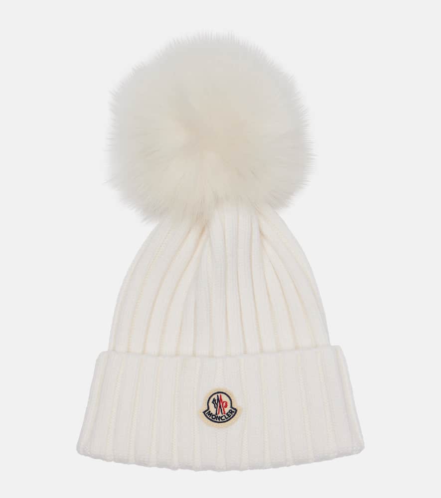 Moncler Ribbed-knit Virgin Wool Beanie In White