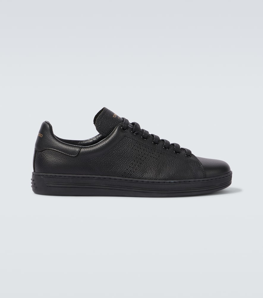 Tom Ford Warwick Perforated Leather Sneakers In Black