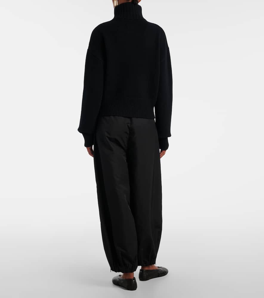 Extreme Cashmere Tailored Blue Zip Cardigan With High Collar And Ribbed Cuffs In Black