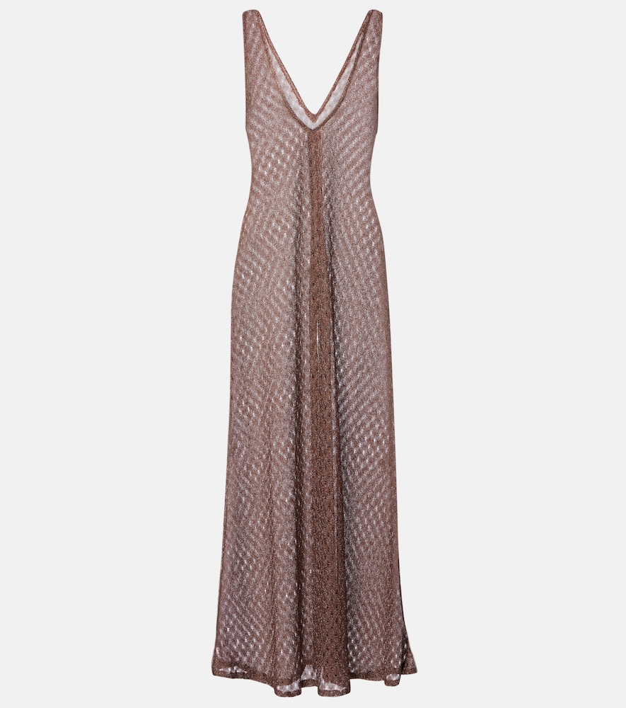Missoni Open-knit lamé maxi dress