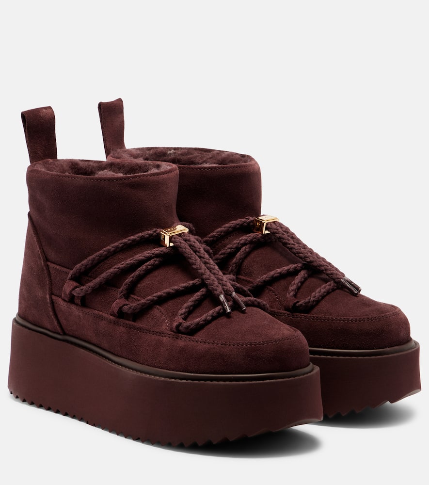 Inuikii Classic Low Suede Platform Snow Boots In Burgundy