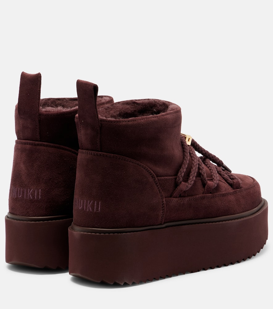 Inuikii Classic Low Suede Platform Snow Boots In Burgundy