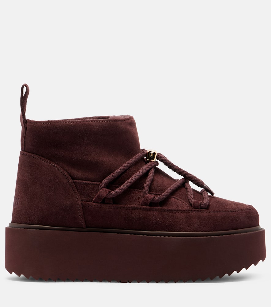 Inuikii Classic Low Suede Platform Snow Boots In Burgundy