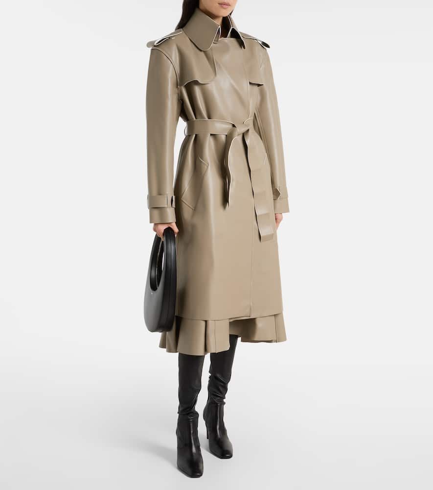 Norma Kamali Coated Trench Coat In Brown