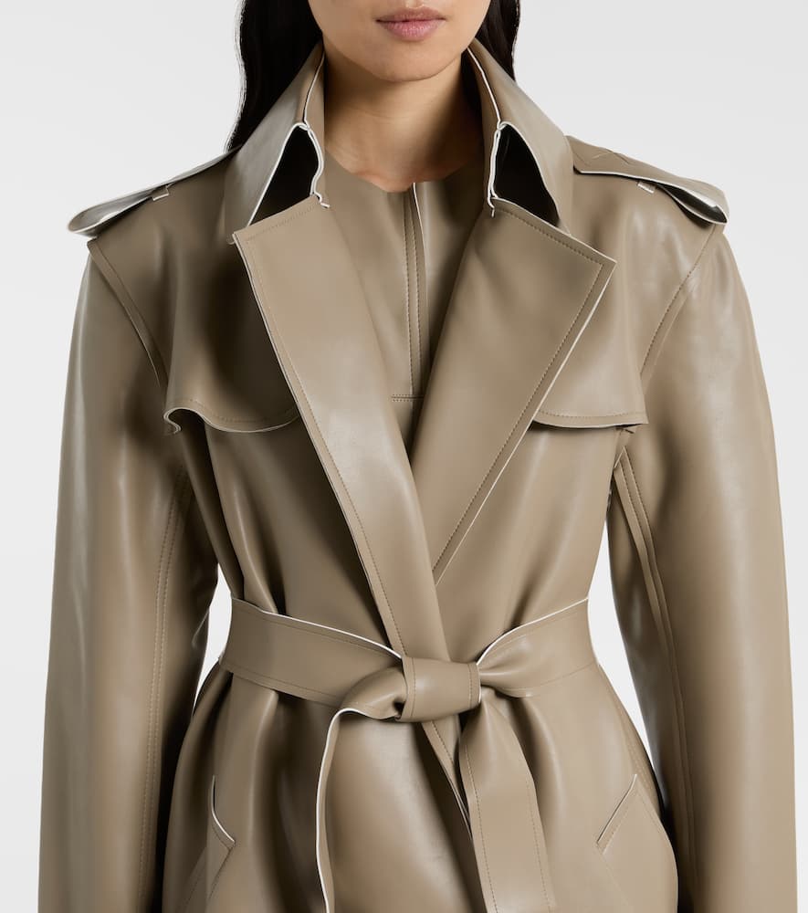 Norma Kamali Coated Trench Coat In Brown