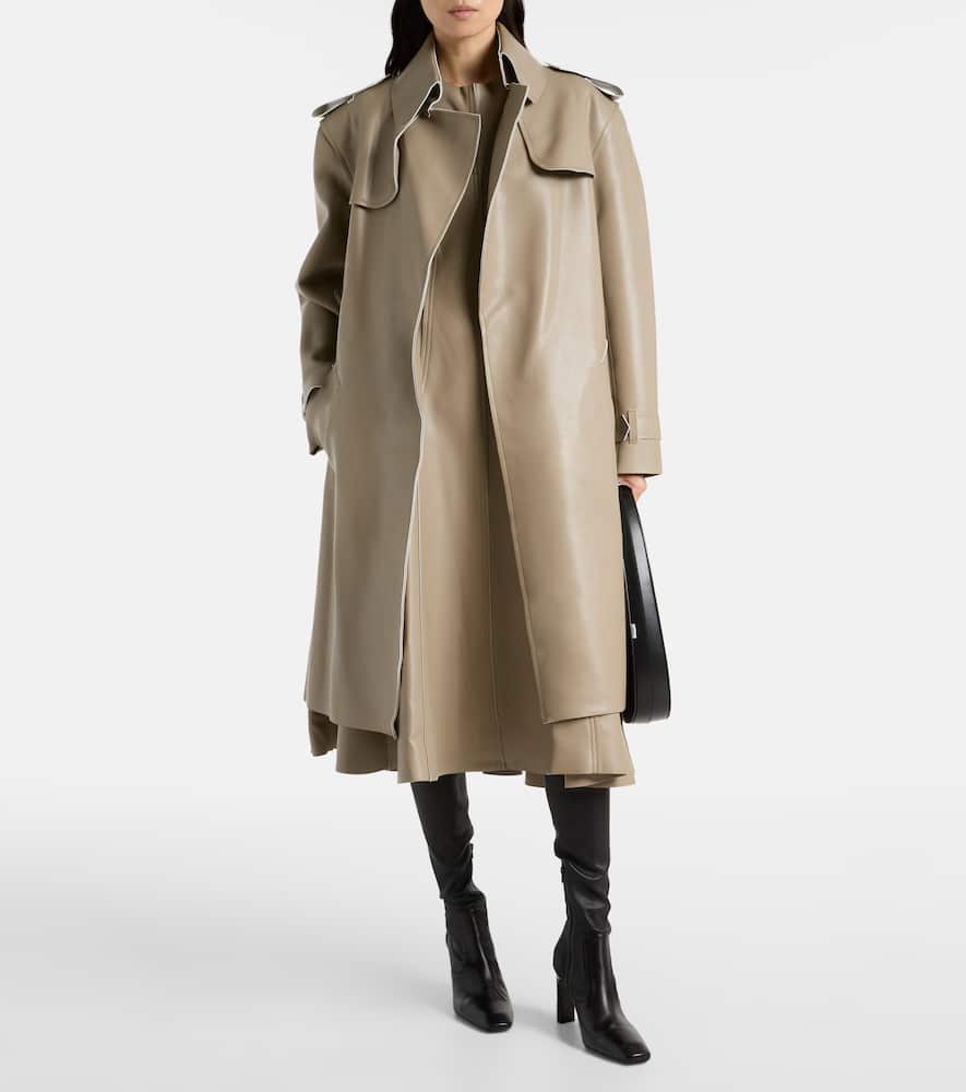 Norma Kamali Coated Trench Coat In Brown