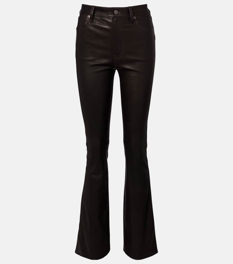 Frame Reboot Crop Leather Bootcut Pants In Brown