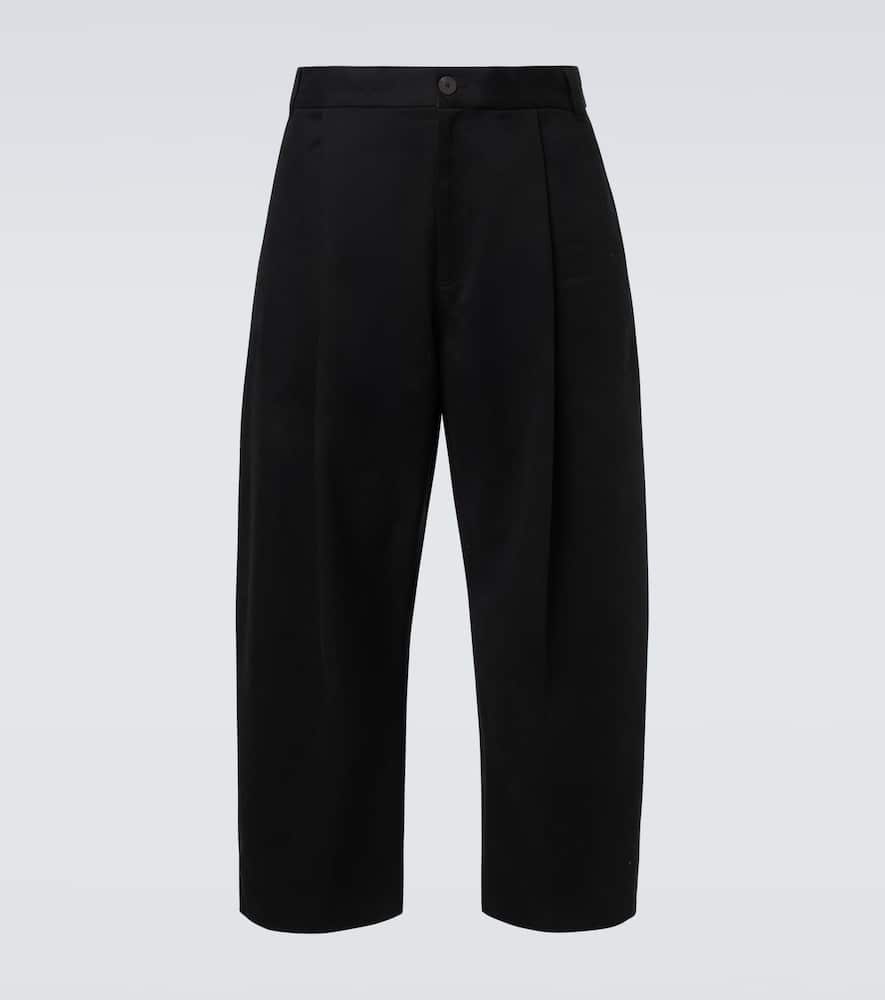 Studio Nicholson Sorte Cotton Twill Barrel-leg Pants In Black