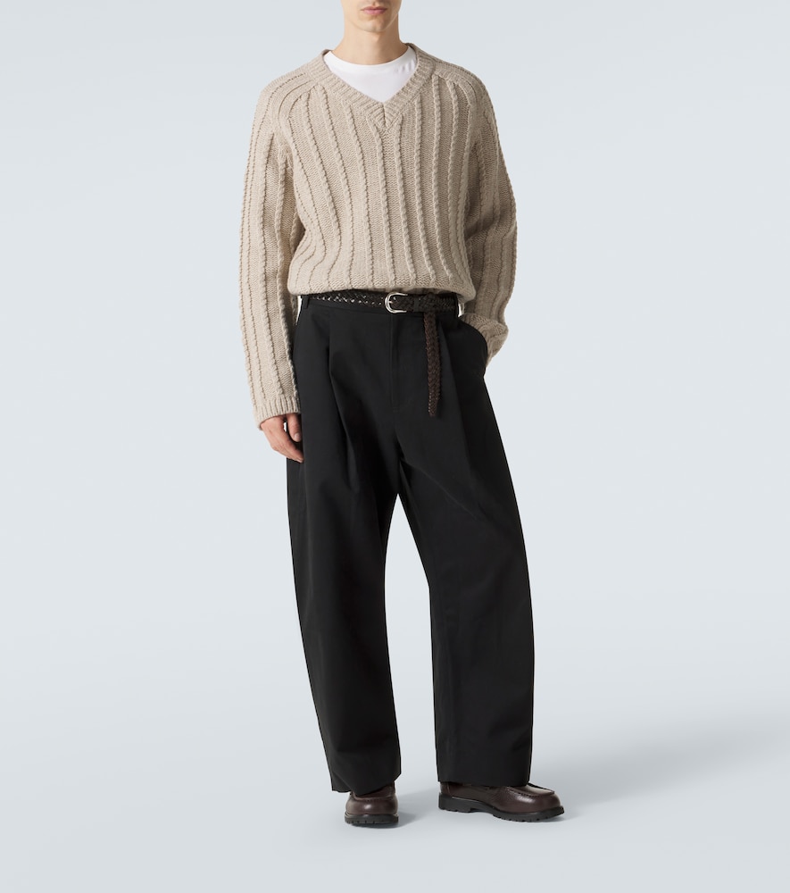 Studio Nicholson Sorte cotton twill barrel-leg pants