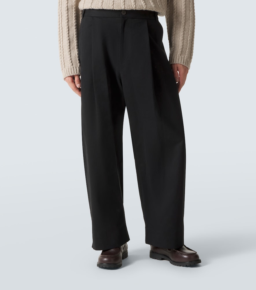  Studio Nicholson Studio Nicholson Sorte Cotton Twill Barrel-leg Pants 