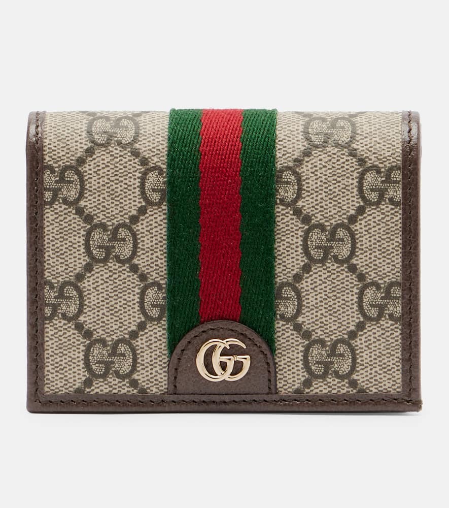 Gucci Ophidia Small Gg Leather-trimmed Wallet In Brown