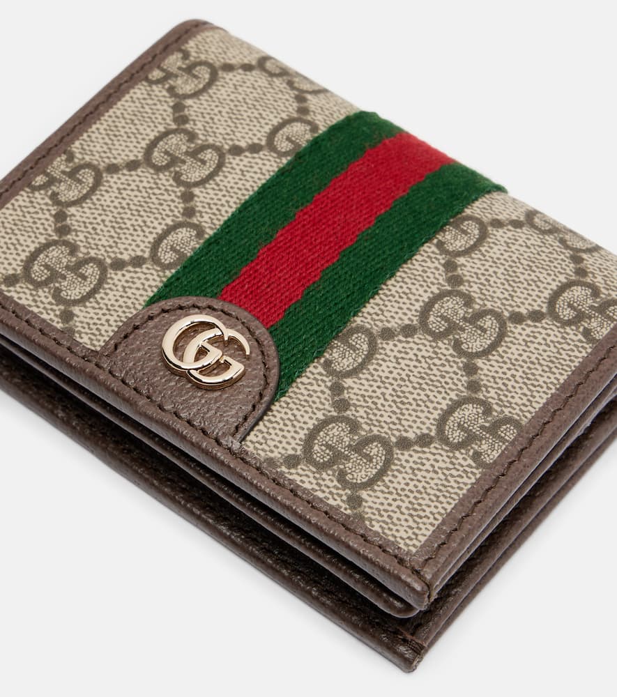 Gucci Ophidia Small Gg Leather-trimmed Wallet In Brown