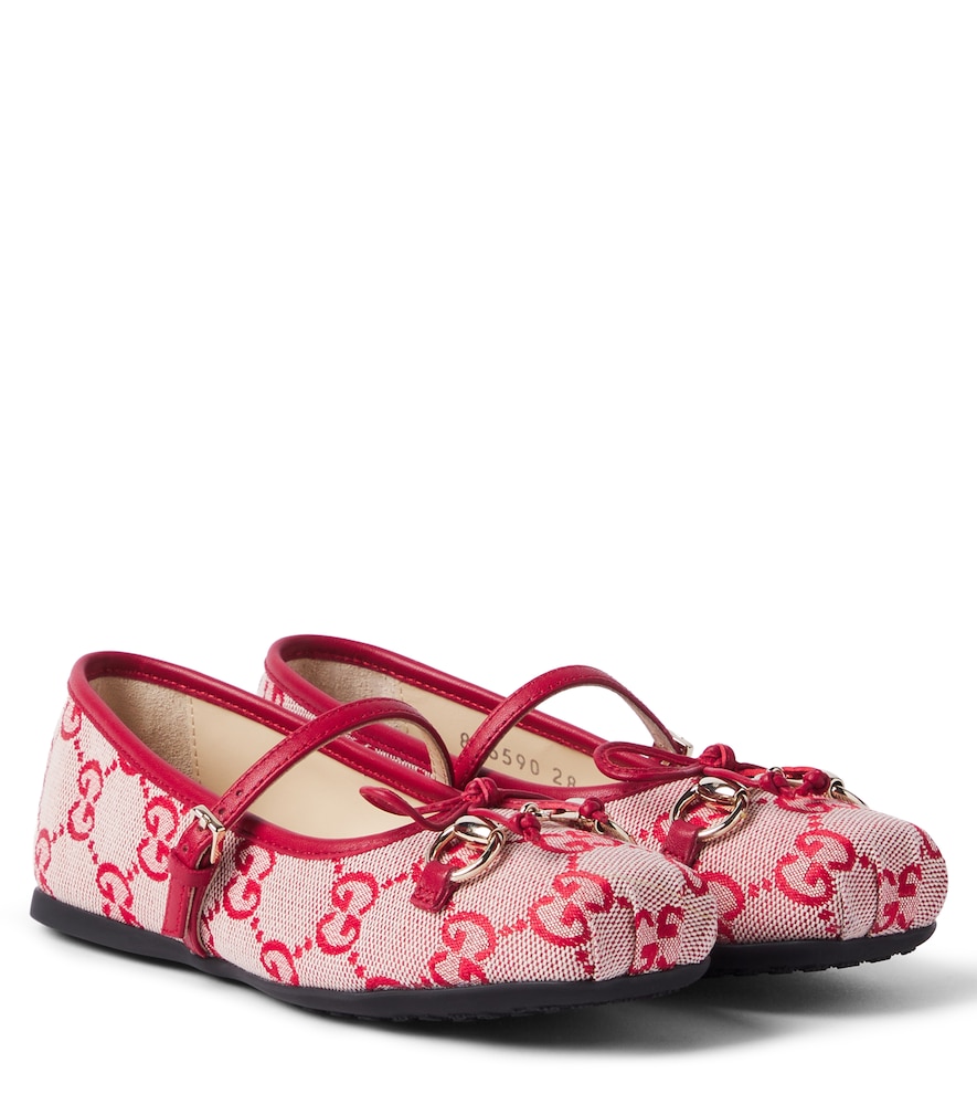 Gucci Kids Bambino Gucci Ballerine Horsebit In Canvas Gg Rosso Eu Taglia 29- Mytheresa