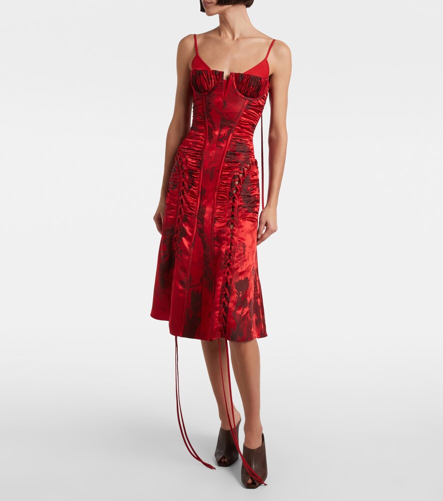  Mcqueen Mcqueen Lace-up Ruched Midi Dress 