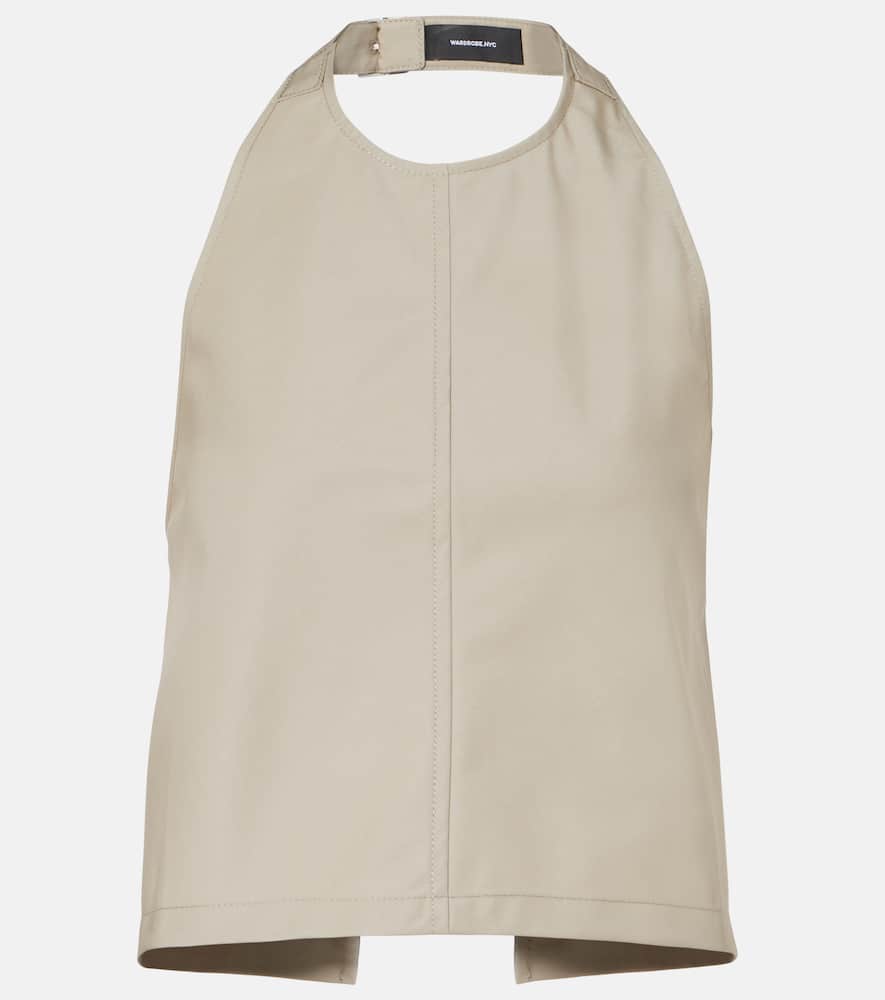 Top in misto cotone con scollo allâamericana