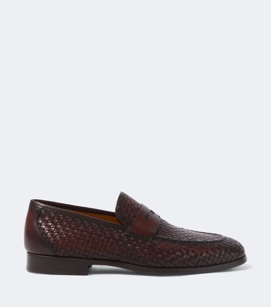 Woven Leather Penny Loafers