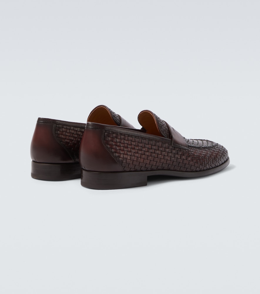 Woven Leather Penny Loafers