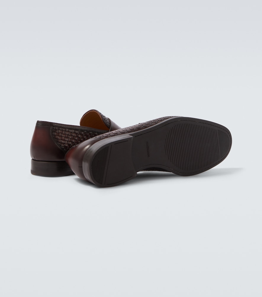Woven Leather Penny Loafers